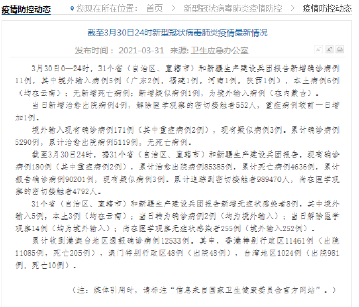 31省新增确诊病例最新消息/31省新增确诊病例最新消息今天