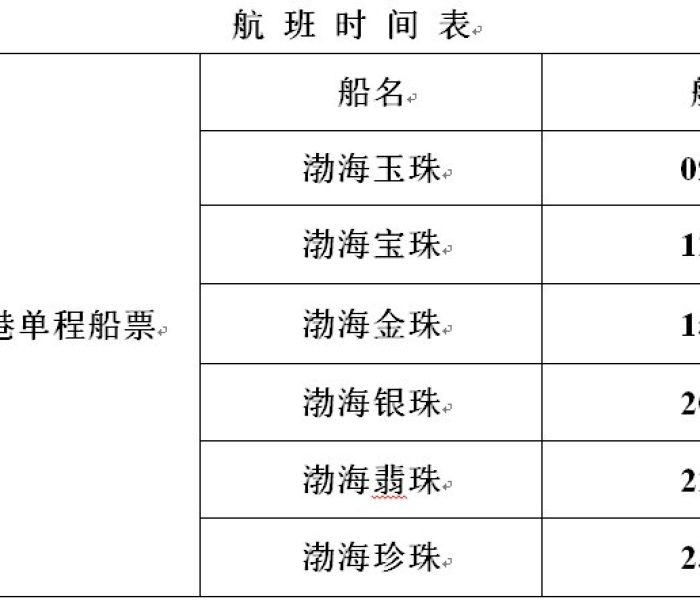 大连到烟台的船票价格和时间都有哪个船（大连到烟台的船票价格表）